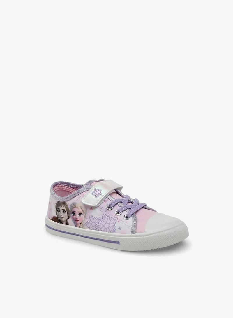 ديزني Girls Frozen Print Hook & Loop Ankle Sneakers