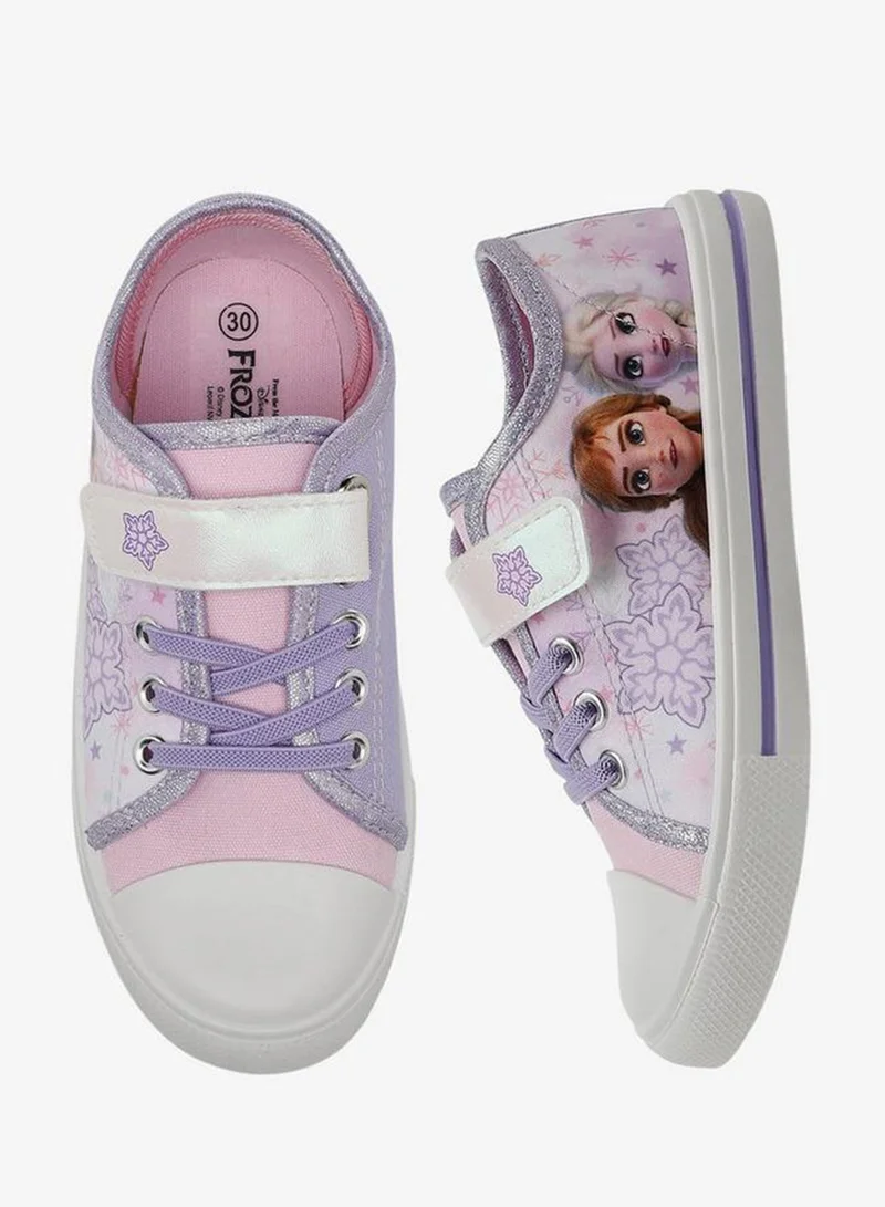 ديزني Girls Frozen Print Hook & Loop Ankle Sneakers