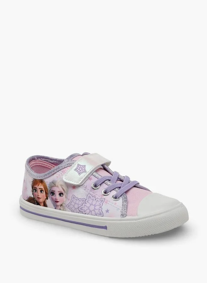 Disney Girls Frozen Print Hook & Loop Ankle Sneakers