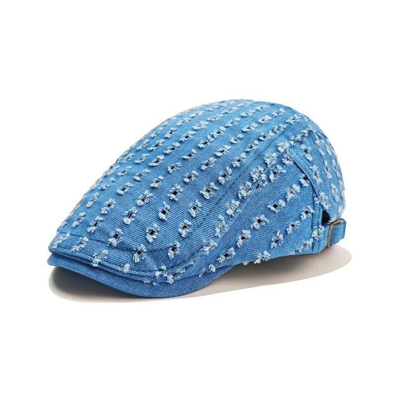 Distressed Newsboy Cap Reversible Spring Hat Cotton