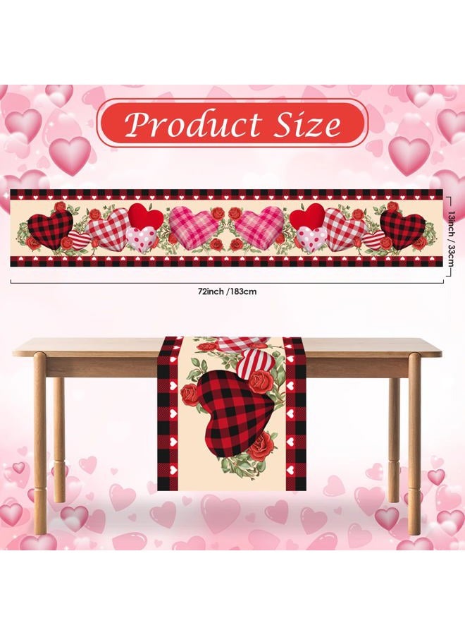 Tetutor Valentines Day Table Runner 13 x 72 Inch, Love Heart Valentine Table Runner Valentines Day Decorations, Kitchen Dining Table Decorations - Image 3