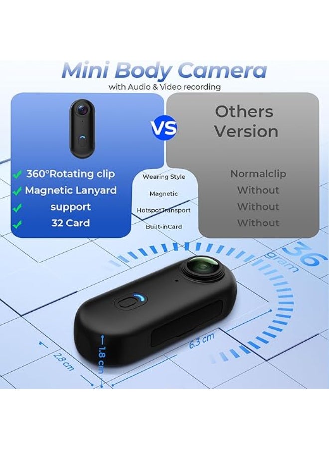 LENND 4k Action Camera,Mini Vlogging Camera,Small Body Camera with IPX7 Waterproof,Underwater Camcorder,Hands-Free POV Recording, Helmet Cam for Cycling, Motorcycle(32G Card) - Image 4