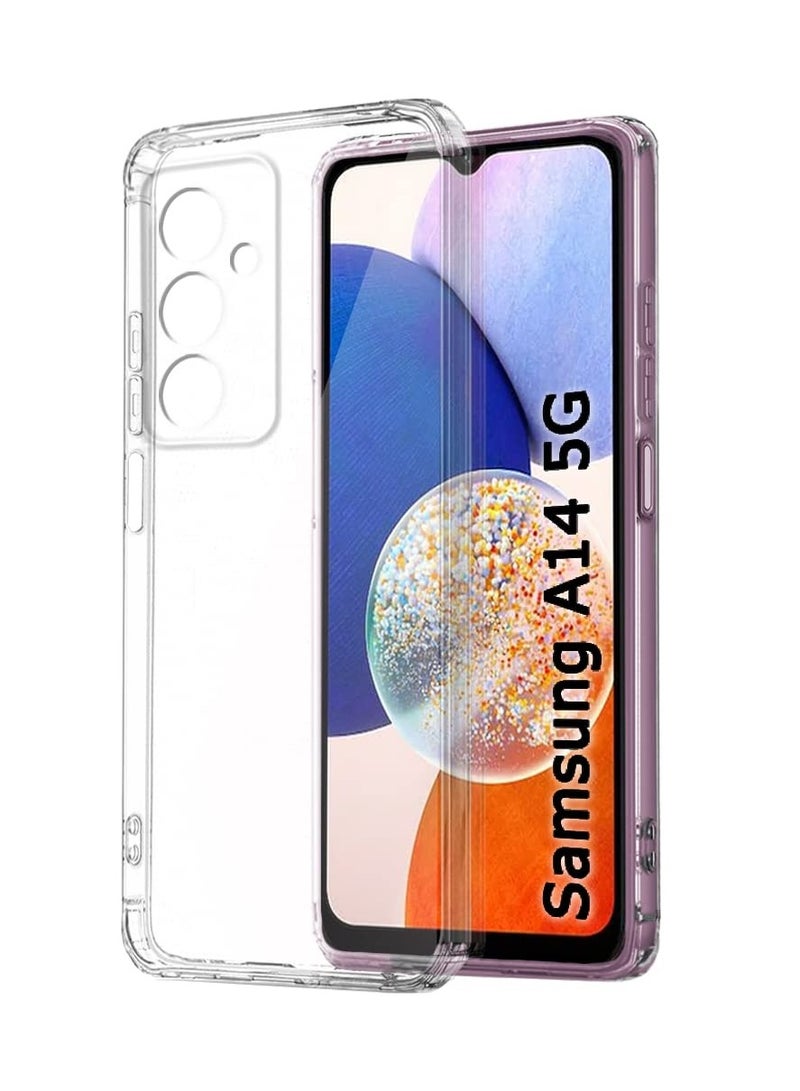 Soft Meterial Slim Transparent Mobile Phone Case For Samsung A14 5g , Shock Proof Back Cover, Full Body Coverage Lens Protection - Image 1