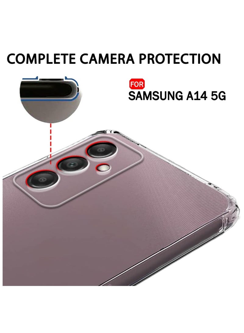 Soft Meterial Slim Transparent Mobile Phone Case For Samsung A14 5g , Shock Proof Back Cover, Full Body Coverage Lens Protection - Image 3