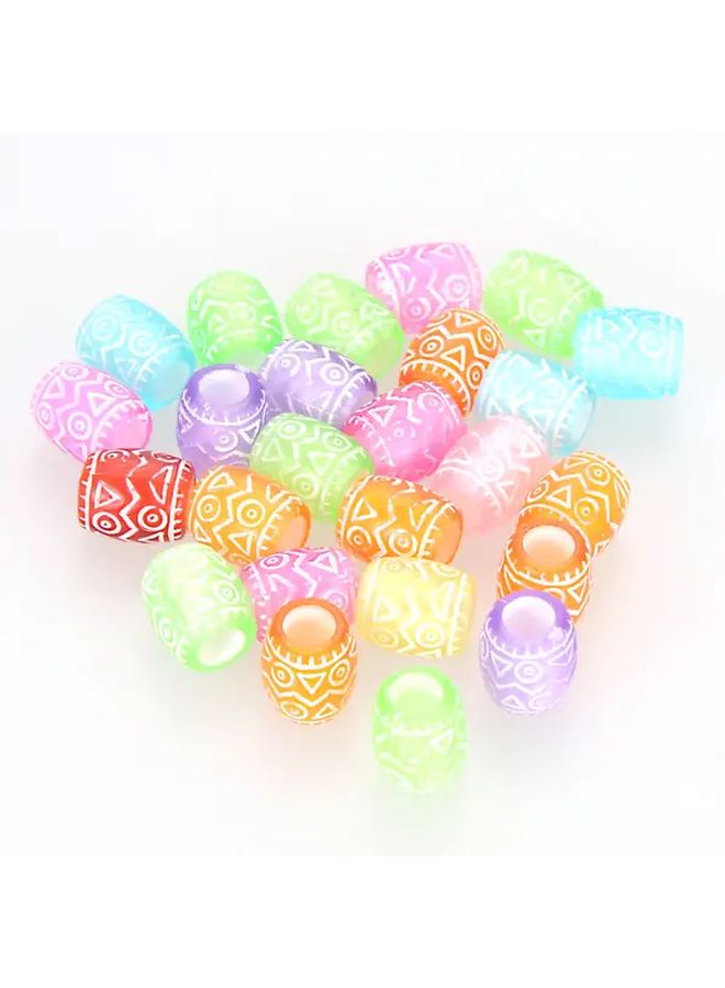 50pcs Solid Silvery Acrylic Barrel Beads For Dreadlocks Braids And DIY Jewelry - Image 5