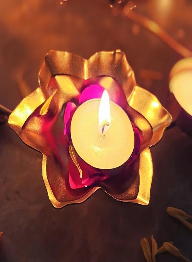 DECORATIVE BUCKETS دلاء زينة: مصابيح ديوالي | أورلي | وعاء معدني كبير مصنوع يدويًا للزهور العائمة | حوامل شموع صغيرة | زينة ديوالي | شموع ديوالي (أورلي منحوت على شكل زهرة اللوتس) - Image 4