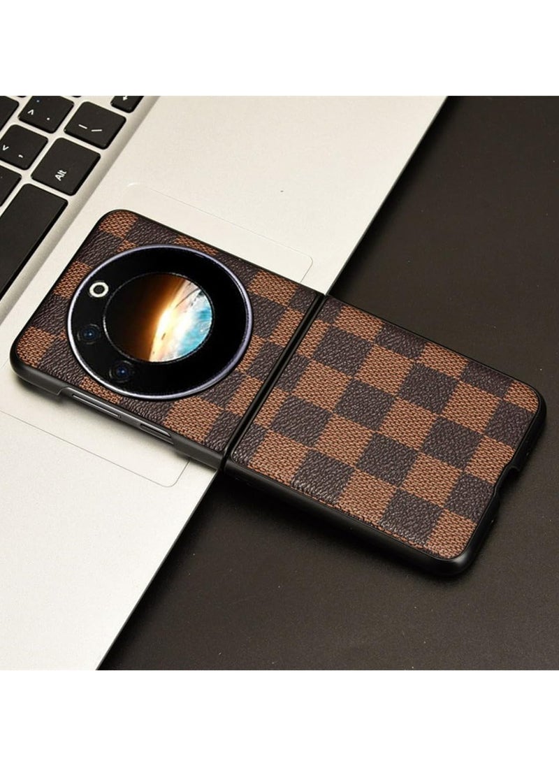 General Compatible with Tecno Phantom V Flip Folding Screen Phone Case Plaid Protective Case, Drop-Proof, Shock-Resistant, Stylish  - Image 1