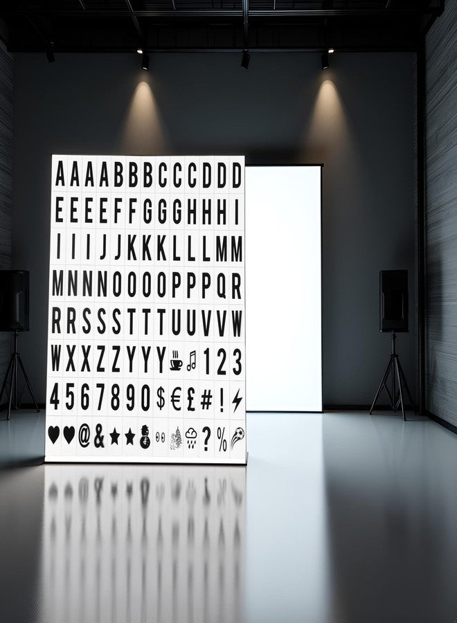 Mozff A Set 104Pcs Black Cinematic Lightbox Replacement Letters and Numbers Signs Black for A4 Light Up Letter Box Sign Message Board, Presentation Boards 65.4x35mm (LED Light Box is NOT Included) - Image 2