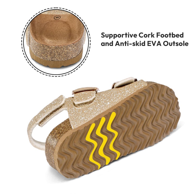 K KomForme Toddler Sandals Boys Girls Cork Footbed Open-toe Sandal Comfort Double Buckle Slip-on Shoes with Adjustable Back Strap - Image 5