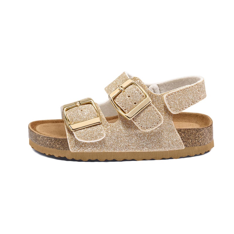 K KomForme Toddler Sandals Boys Girls Cork Footbed Open-toe Sandal Comfort Double Buckle Slip-on Shoes with Adjustable Back Strap - Image 4