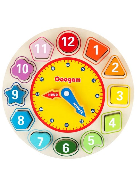 Coogam Wooden Shape Color Sorting Clock Â- Teaching Time Number Blocks Puzzle Stacking Sorter Jigsaw Montessori Early Learning Educational Toy Gift For 1 2 3 Year Old Toddler Baby Kids