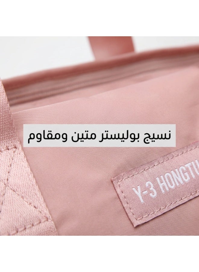 حقيبة سفر رياضية وردي فاتح مع جيب للأحذية وفصل الجاف عن الرطب، مقاومة للماء، سعة 20-35 لتر، 43x26x26 سم - Image 5