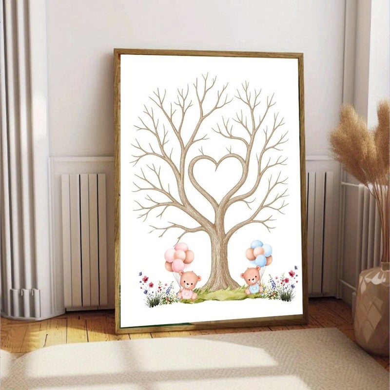 2D Flat Fingerprint Tree Canvas Art 20x28in Framed Family Wall Decor - Image 5