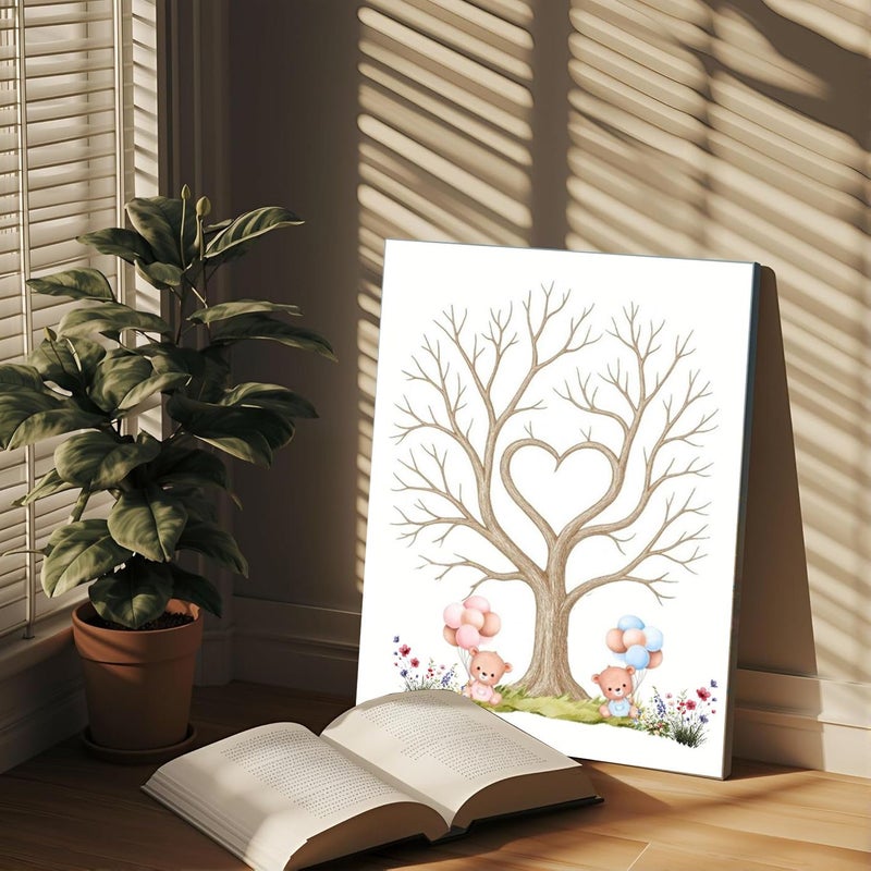 2D Flat Fingerprint Tree Canvas Art 20x28in Framed Family Wall Decor - Image 4