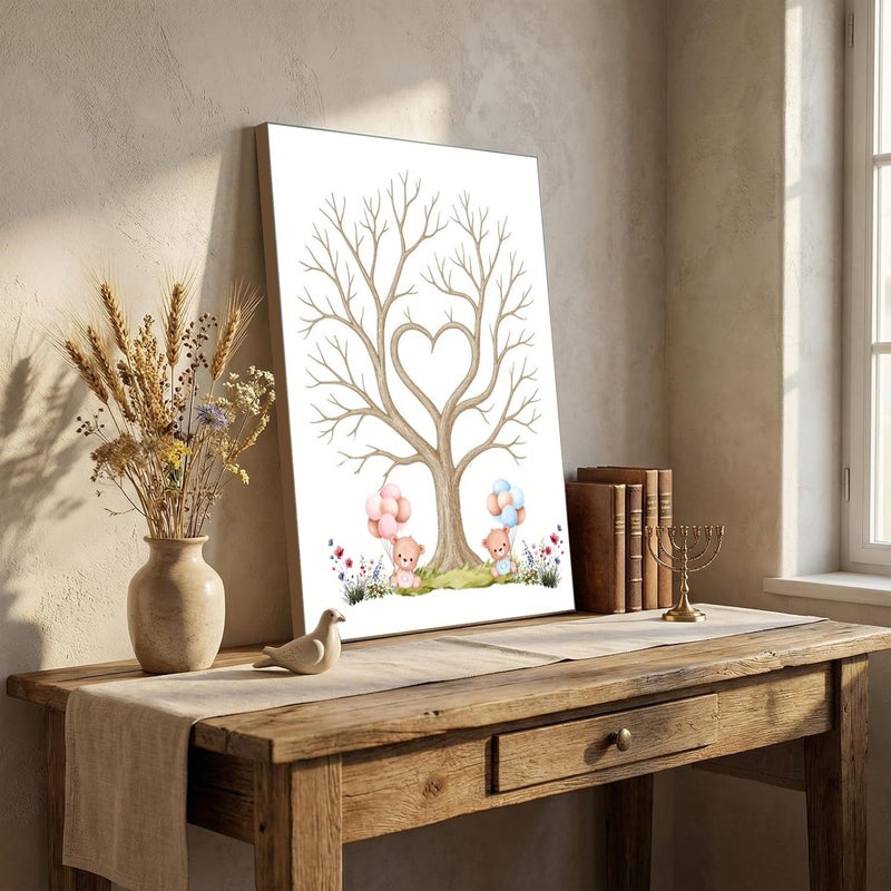 2D Flat Fingerprint Tree Canvas Art 20x28in Framed Family Wall Decor - Image 3