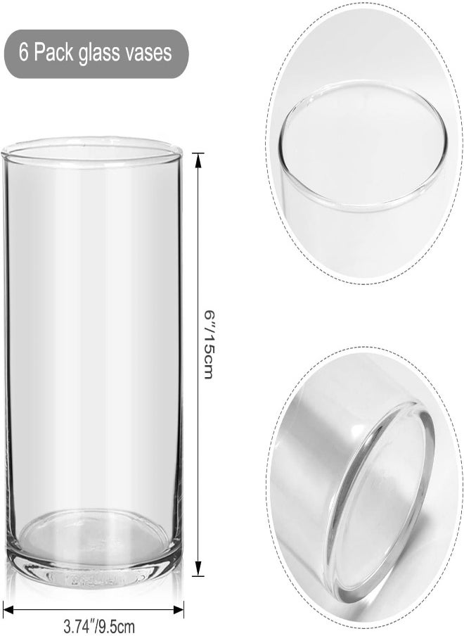 Bigivaca 6 Inch Tall Clear Glass Vases,Bulk Cylinder Flower& Plant Vases,Set Of 6 Pack Candle Holders For Wedding Centerpieces And Home Decoration. - pzsku/Z37F2092E01163544E01DZ/45/_/1716582988/f455315f-816d-4143-ae5f-d664e93639b2