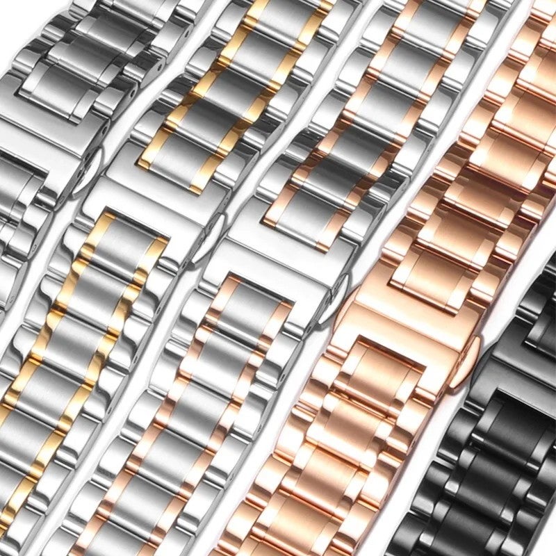 Bluejw Solid Stainless Steel Watch Band with Butterfly Buckle - Universal Replacement Bracelet Strap for Smart Watches - Arc/Straight End - Image 3