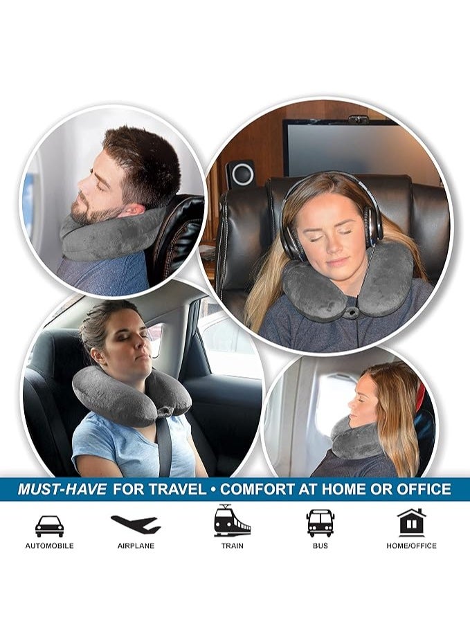 Premium Memory Foam Travel Pillow - Sleep with NO Neck Pain - Super Soft & Easy Washing with Removable Cover - Durable & Practical - Image 3