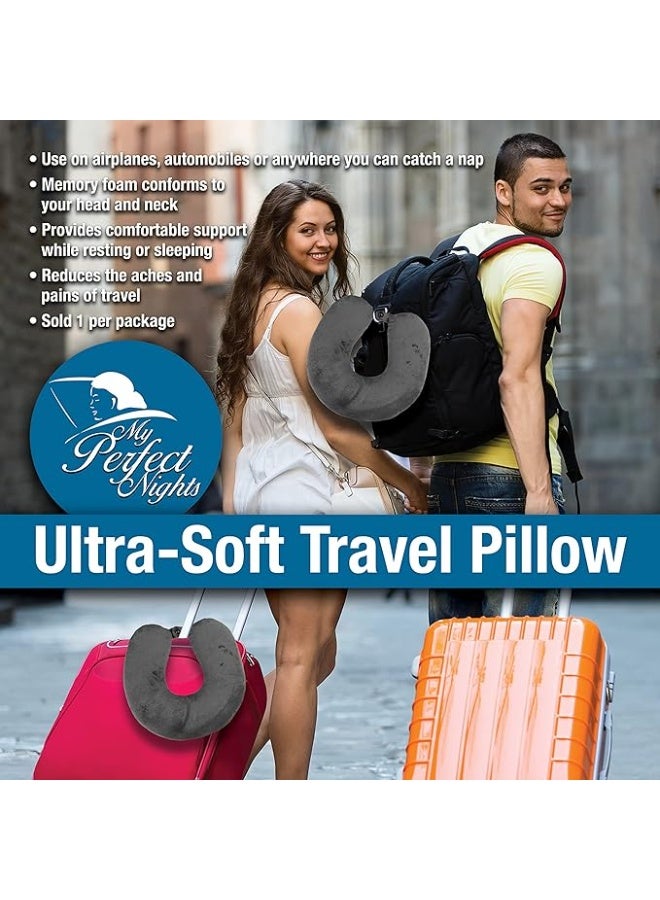 Premium Memory Foam Travel Pillow - Sleep with NO Neck Pain - Super Soft & Easy Washing with Removable Cover - Durable & Practical - Image 2