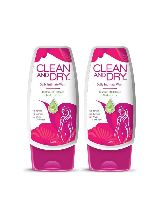 clean and dry Daily Intimate Wash 190 Ml Pack Of 2  - Image 1