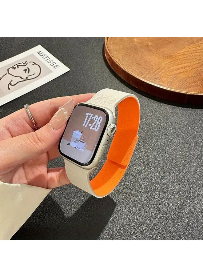 Magnetic Strap For Smartwatch Black Lychee Pattern 42 44 45 46 49mm - Image 4
