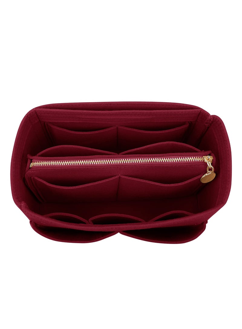 LEXSION Felt Purse Bag Organizer Insert with zipper Bag Tote Shaper Fit Speedy Neverful PM MM 8021 Vine red L2 - Image 1