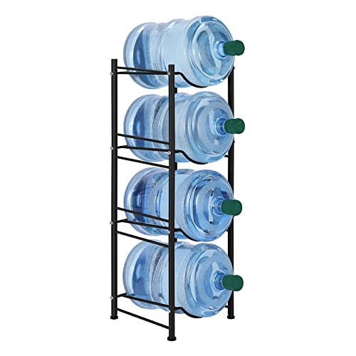 smusei 5 Gallon Water Bottle Jug Holder 4 Tier Heavy Duty Cooler Jug Storage Rack Detachable Bottle Organizer Shelf for Home, Kitchen, Office, Breakroom Space Save, Black - Image 1