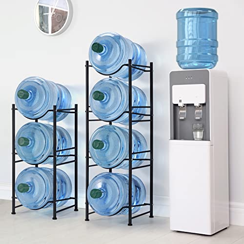 smusei 5 Gallon Water Bottle Jug Holder 4 Tier Heavy Duty Cooler Jug Storage Rack Detachable Bottle Organizer Shelf for Home, Kitchen, Office, Breakroom Space Save, Black - Image 3