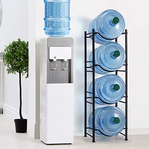 smusei 5 Gallon Water Bottle Jug Holder 4 Tier Heavy Duty Cooler Jug Storage Rack Detachable Bottle Organizer Shelf for Home, Kitchen, Office, Breakroom Space Save, Black - Image 2