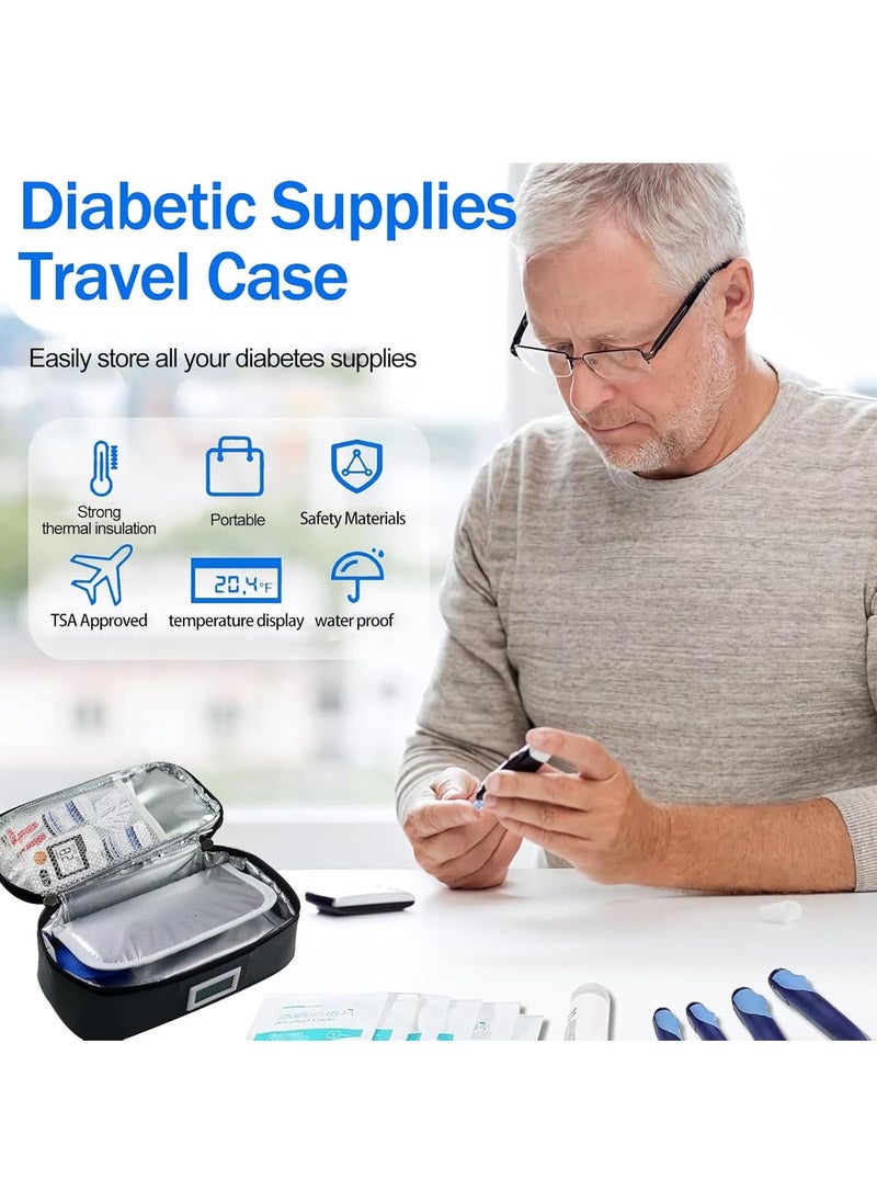 MAOGEDA - Insulin Cooler Bag,Insulin Cooler Travel Case with Temperature Display, Insulated Medication Cooler Travel Bag with 4 Ice Packs for Diabetic Insulin Pen&vials Storage Organizer(Grey) - Image 1