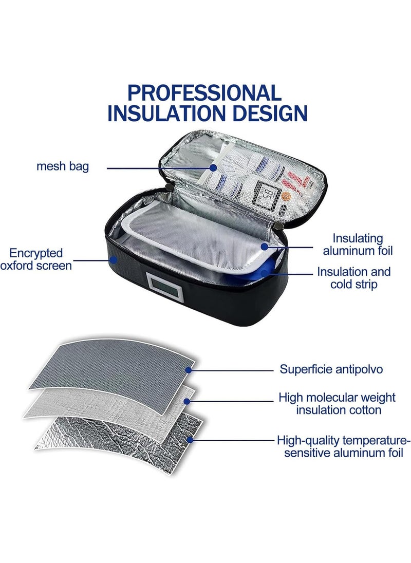 MAOGEDA - Insulin Cooler Bag,Insulin Cooler Travel Case with Temperature Display, Insulated Medication Cooler Travel Bag with 4 Ice Packs for Diabetic Insulin Pen&vials Storage Organizer(Grey) - Image 1