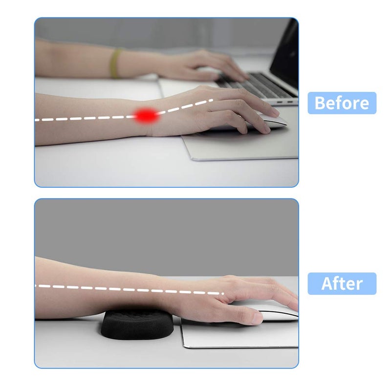 فايدير Mouse Wrist Rest Pad, Memory Foam Hand Rest Support Padded for Office, Computer, Laptop, Typing and Wrist Pain Relief and Repair (5.91 inch, Black) - Image 5