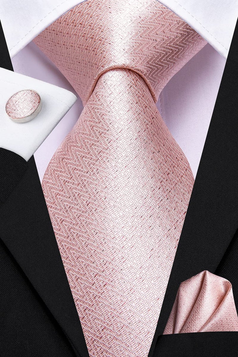 Dubulle Mens Paisely Floral Silk Tie for Men Striped Necktie and Pocket Square Set Wedding Business,C Light Pinks With Sparkles - Image 4