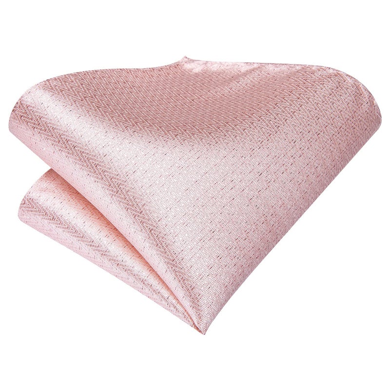 Dubulle Mens Paisely Floral Silk Tie for Men Striped Necktie and Pocket Square Set Wedding Business,C Light Pinks With Sparkles - Image 5
