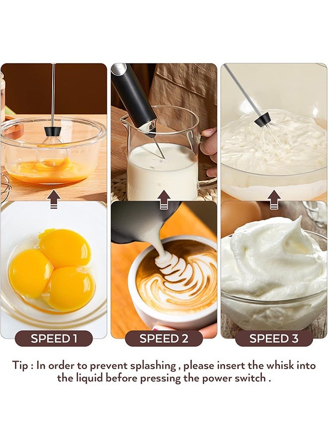 الرائد صانعة الرغوة الكهربائية، 3 سرعات قابلة للتعديل، خلاط كهربائي محمول، جهاز رغوة الحليب مع رأسين، زر واحد، خفاقة لاسلكية سهلة التنظيف. - Image 5