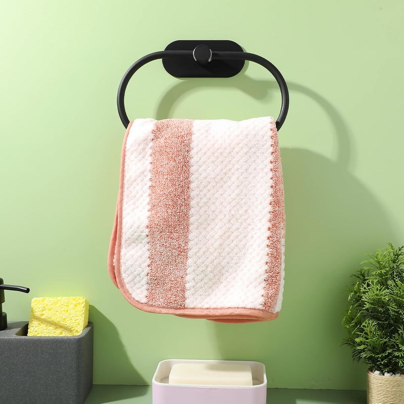 Metal Towel Ring for Bathroom Wall Mounted Oval Black Metal Hand Towel Holder Wall Hardware - Image 5