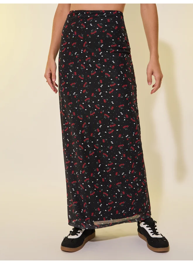 تايك تو Take Two All-Over Cherry Print A-Line Maxi Skirt
