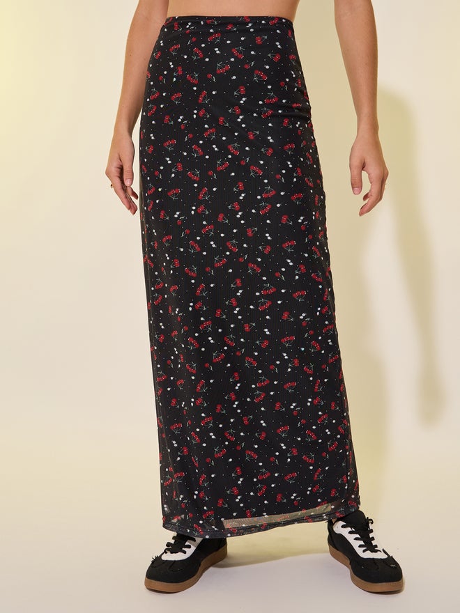Take Two Take Two All-Over Cherry Print A-Line Maxi Skirt  - Image 2
