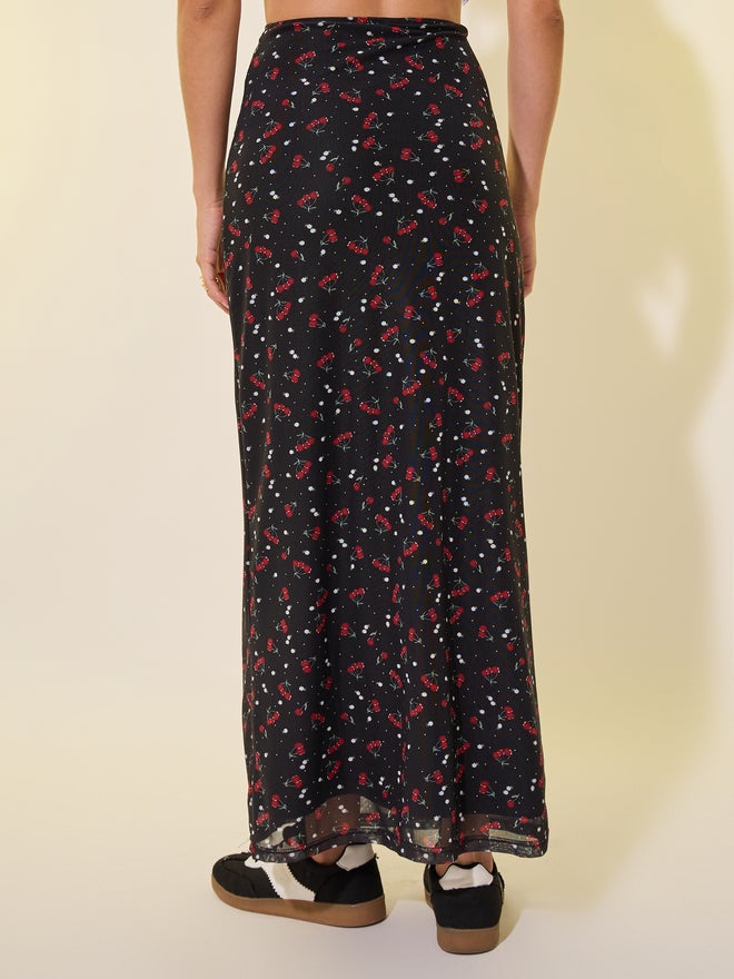 Take Two Take Two All-Over Cherry Print A-Line Maxi Skirt  - Image 4