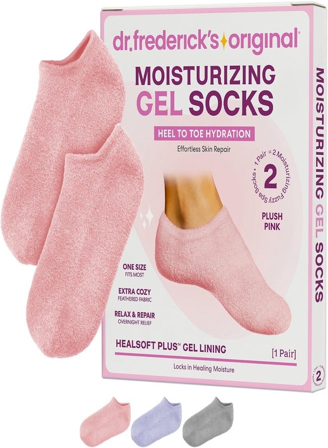 Dr. Frederick's Original Dr. Frederick’s Original Moisturizing Gel Socks for Men & Women – Dry Feet & Cracked Heel Treatment – Full Foot Gel Lining with Mango Butter, Shea Butter, Jojoba & Coconut Oil – Plush Pink - Image 1
