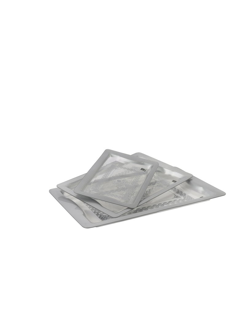 Royalford Acrylic Serving Tray- RF11238| Rectangular Tray Set with an Elegant and Sleek Design, Durable and Long-Lasting Plastic Construction| Set Includes: Small, Medium and Large, Multi-Purpose Tray Set Ideal for Serving Tea, Drinks, Food, Dcor Items Multicolor - Image 4