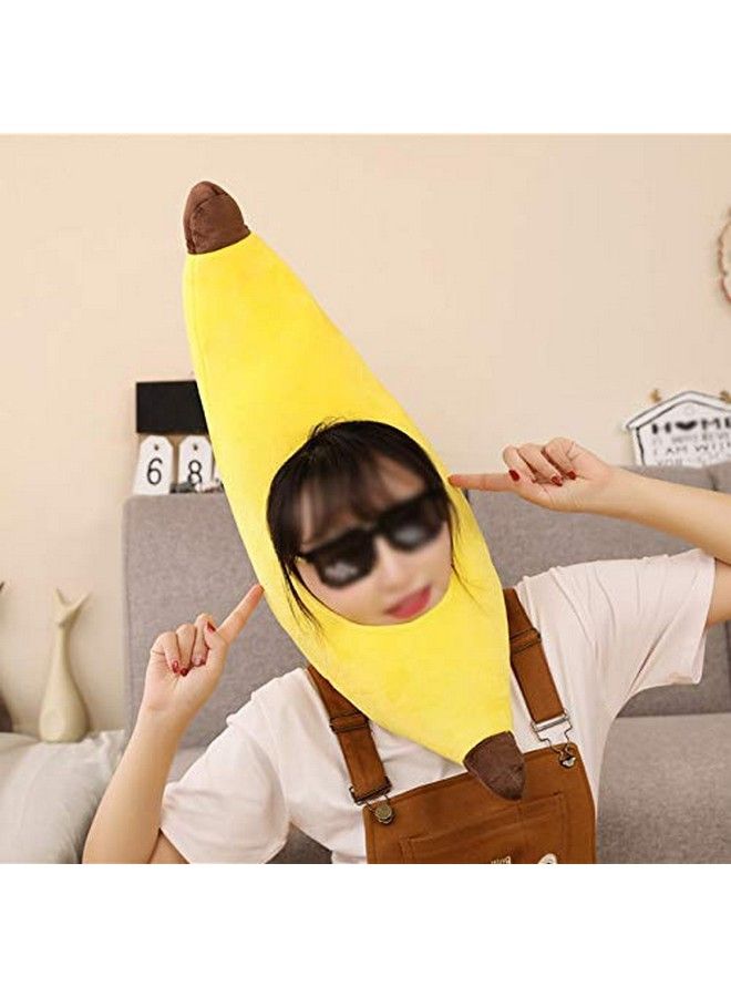 Warmtree Cute Plush Hat Funny Novelty Plush Animal Fruit Hat Mask Cap Photo Props Dress Up Hat Cosplay Halloween Party Costume Headgear (Banana)  - Image 3