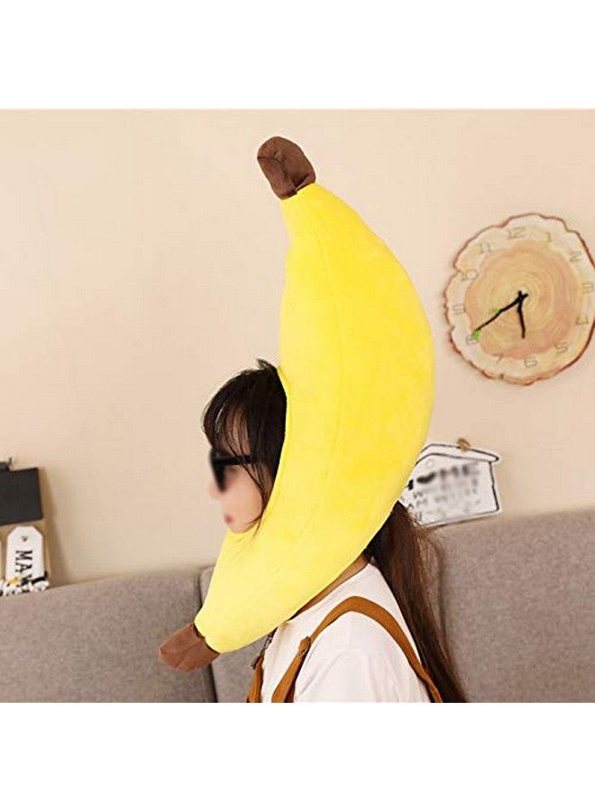 Warmtree Cute Plush Hat Funny Novelty Plush Animal Fruit Hat Mask Cap Photo Props Dress Up Hat Cosplay Halloween Party Costume Headgear (Banana)  - Image 4