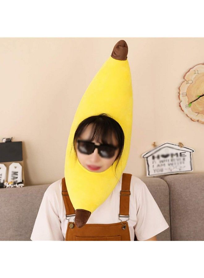 Warmtree Cute Plush Hat Funny Novelty Plush Animal Fruit Hat Mask Cap Photo Props Dress Up Hat Cosplay Halloween Party Costume Headgear (Banana)  - Image 1