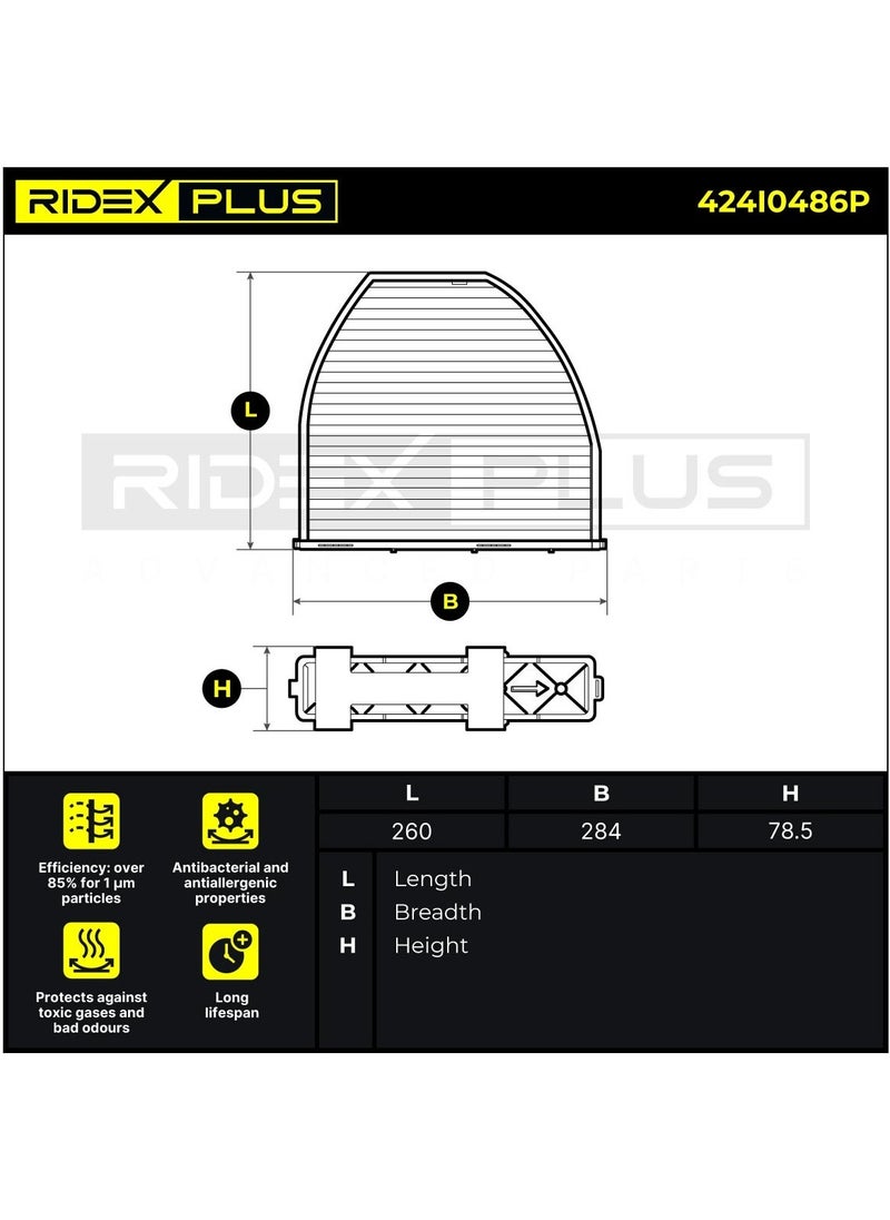 RIDEX RIDEX PLUS - POLLEN FILTER / CABIN FILTER FOR MERCEDES - 2128300318 / 2128300318 / 2128300018 / 2048300018 / 2048300018 / 2128300018 / 2128300218 / 2048300518 / 2128300218 / 2048300518 / 2128300118 / 2128300118  - Image 4
