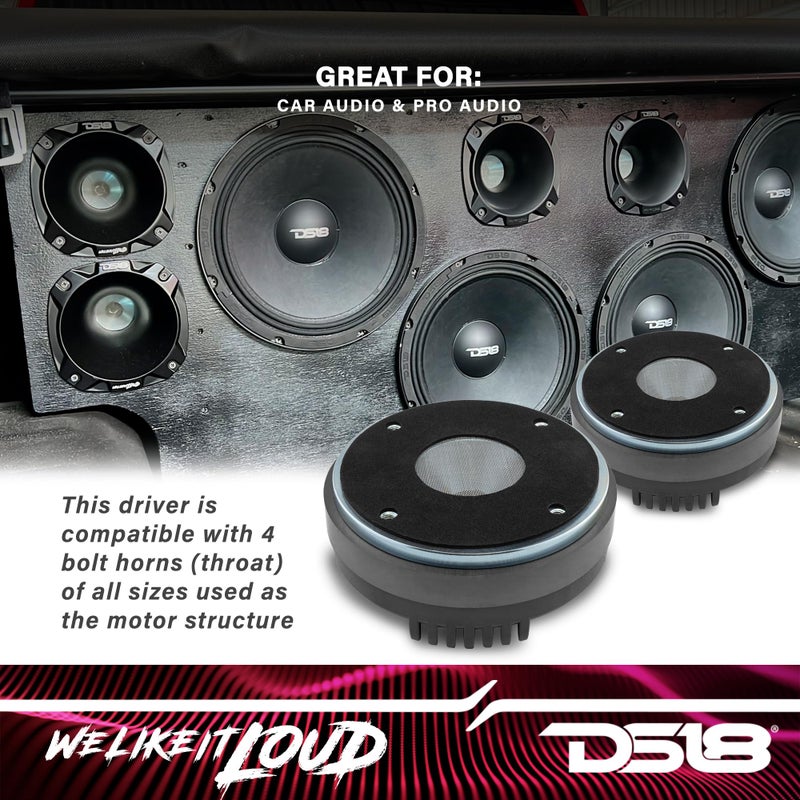 DS18 PRO-DPL1PH 2" Bolt On Throat Compression Horn Driver with 2" Phenolic Voice Coil 640 Watts Peak Power 8 ohm 109dB Pro Car Audio - High Efficiency - Single - Image 3