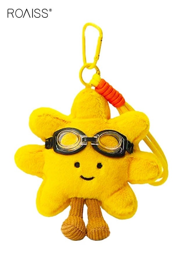 roaiss Cute Smiling Sunflower Yellow Plush Doll Charm Bag Charm Bag Charm Couple Funny Small Lightweight Keychain Doll Cute Keychain Suitable for Travel and Anti-Loss Gift - Image 1