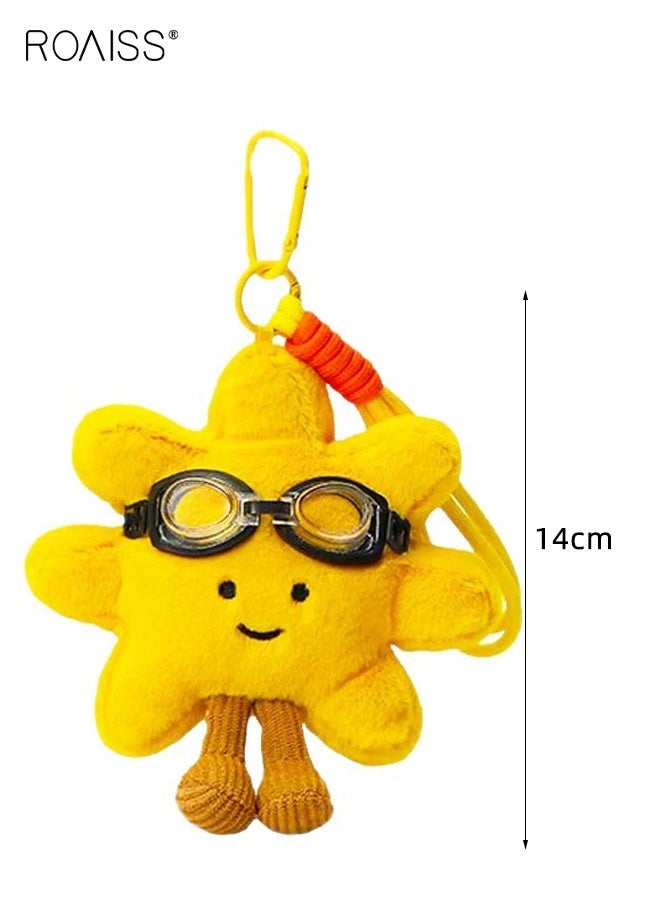 roaiss Cute Smiling Sunflower Yellow Plush Doll Charm Bag Charm Bag Charm Couple Funny Small Lightweight Keychain Doll Cute Keychain Suitable for Travel and Anti-Loss Gift - Image 2