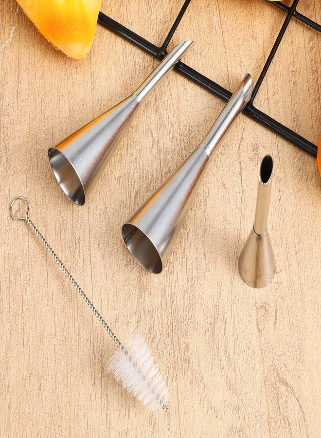 KFHENSOMR Cream Puff Cupcake Filler Piping Tips Kit 3 Pcs Stainless Steel Long Puff Nozzle Tips & 20 Disposable Pastry Piping Bags with Injector Tip Cleaning Brush for Donuts Pastry Filling - Image 5