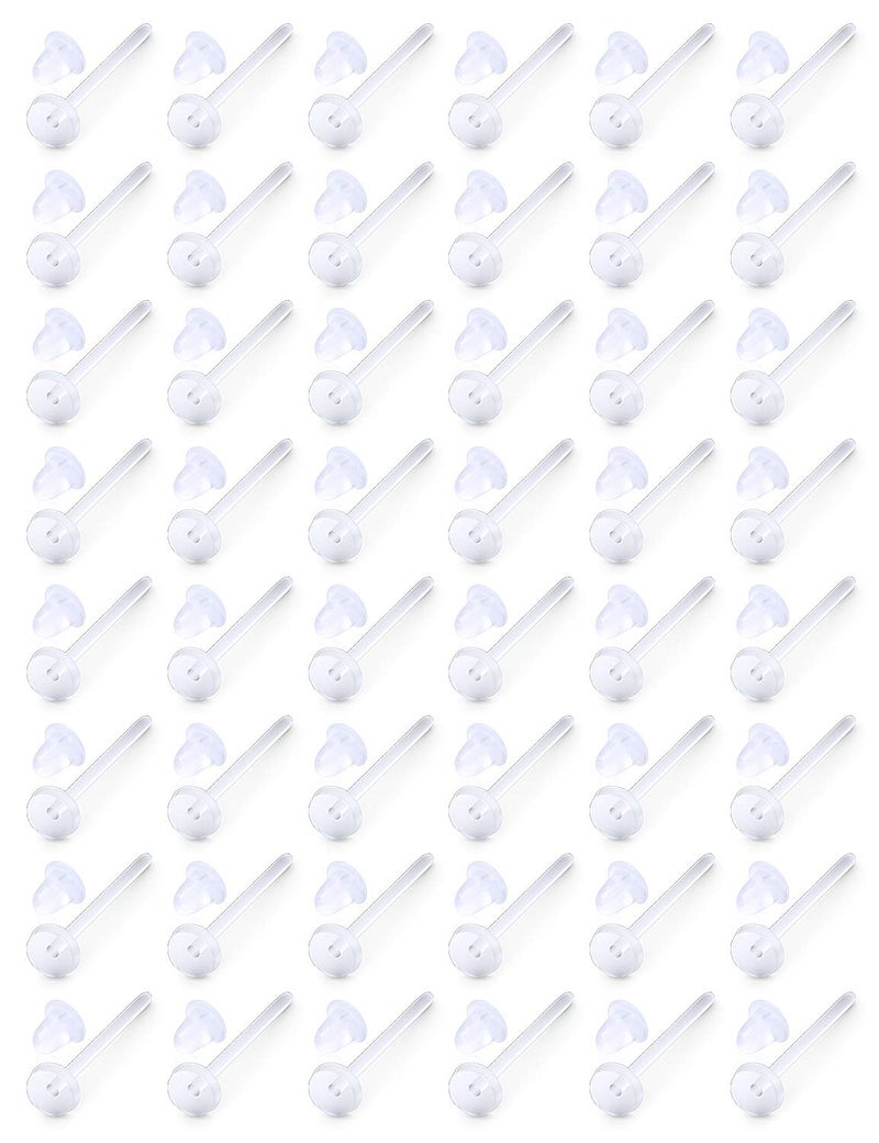 Ocptiy Clear Plastic Earring Stud Retainer Set Acrylic Silicone Invisible Earrings Post 20G Bioflex Flat Ear Tragus Cartilage Helix Earrings Ring Spacers Piercing Jewelry Men Women Work Sport